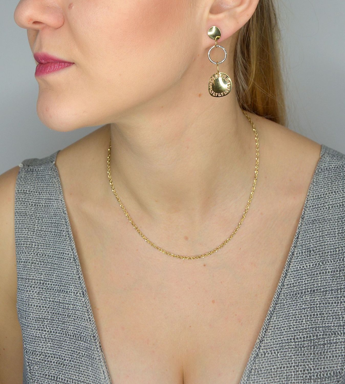 Złote kolczyki 585 wisząca droga grecka KL 875A.jpg